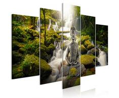 murando - Bilder Buddha 200x100 cm Vlies Leinwandbild 5 TLG Kunstdruck modern Wandbilder XXL Wanddekoration Design Wand Bild - Wasserfall Zen Feng Shui p-C-0034-b-n