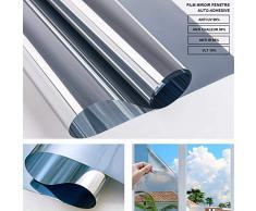 RMane Spiegelfolie Fensterfolie Selbsthaftend Sonnenschutzfolie Blickdichte Wärmeisolierung 99% Anti-UV Sichtschutz Fenster Dachfenster Folie - Silber (Silber, 60 x 200 cm)