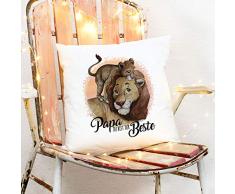 ilka parey wandtattoo-welt Kissen mit Löwen Löwenjunges Dekokissen Zierkissen Bedruckt mit Spruch Papa der Beste Spruchkissen ks237