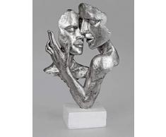 Formano Skulptur Büste Paar auf Sockel 19x32 cm, Handarbeit, Weiß Silber