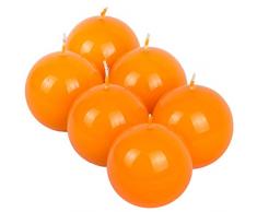 holzalbum Kerzen orange glänzend als Kugel 6 Stück Kugelkerzen Ø 6 cm Wachs Partylichter