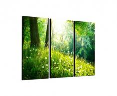 130x90cm – KUNSTDRUCK Frühling Natur wunderschöne Landschaft Pusteblumen 3teiliges Wandbild auf Leinwand und Keilrahmen - Fotobild Kunstdruck Artprint