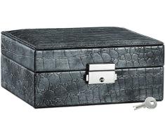 St. Leonhard Schmuck-Kästchen in exklusiver Kroko-Leder-Optik, anthrazit