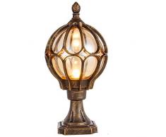 Meidn Sockel Lampe Außenleuchte Jahrgang E27 Kugel-Laterne aus Aluminium und Glas-Schatten-Weg-Licht Wasserdichtes IP44 Außenpollerleuchte for Patio-Garten-Landhaus-Tür (Color : Bronze)