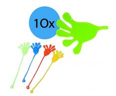 L+H 10x Klatschhand Glibber in den Farben Grün/Gelb/Rot/Blau | hochwertige Klatschhände | Mitgebsel Mitbringsel Give aways Scherzartikel Spielspaß | ideal geeignet für den Kindergeburtstag für Kinder