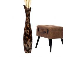 Leewadee Große Bodenvase für Dekozweige hohe Standvase Design Holzvase 90 cm, Mangoholz, braun