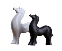 LUGEUK Schwarzweiss-Keramikpferd-Normallack-Hochtemperaturbrand-Keramik Handgemachte Mattglasur-feine Beschaffenheit Hauptdekoration-Einrichtungs-Keramik
