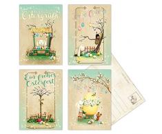 20 Osterkarten, Postkarten zu Ostern, 4 verschiedene Designs, Oster-Postkarten, 14,8 x 10,5 cm