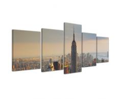 Wandbild - New York City II - Bild auf Leinwand 200x80 cm 5 teilig - Leinwandbilder Städte & Kulturen Amerika - Stadtansicht von New York - Luftaufnahme von Manhattan