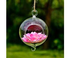 Ramingt-Home Glasvase Kugel-Form-hängender GlasVase mit Haken Blumentopf Garten-Dekor-hängender GlasVase Haus Dekoration (Color : Clear, Size : One Size)