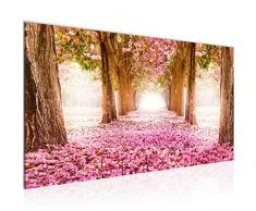 Bilder Wald Landschaft Wandbild Vlies - Leinwand Bild XXL Format Wandbilder Wohnzimmer Wohnung Deko Kunstdrucke Rosa 1 Teilig - MADE IN GERMANY - Fertig zum Aufhängen 605612a