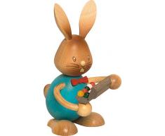 Drechslerei Kuhnert - Osterdekoration/Osterhase - Stupsi Hase mit Eierschachtel - 11cm - aus Holz - Made in Germany