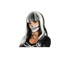 Guirca Halloween Hexen Perücke Schwarze Mähne mit weißen Strähnchen