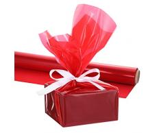 STOBOK Klares Cellophan Rolle | 44CM x 30M Rot Transparente Geschenkpapier,3.0 Mil Dicke Folienrolle zum Einwickeln von Geschenkkörben, Transparentpapier Blumenfolie Geschenkfolie