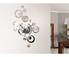 Grandora Wandtattoo Moderne Wanduhr mit Spiegel I (BxH) 26 x 40 cm I Uhr Uhrwerk 3D Design Aufkleber selbstklebend Wandsticker Wandaufkleber Wandtatoo W842