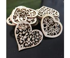 Amosfun 100 Stücke Holzherzen Herz Holzscheiben Weihnachten Streudeko Holz Streuteile Hochzeit Tischdeko Holzanhänger für Baumschmuck DIY Basteln Handwerk Ornament (zufällige Stil)