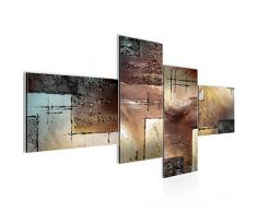 Runa Art Bilder Abstrakt Wandbild 200 x 100 cm Vlies - Leinwand Bild XXL Format Wandbilder Wohnzimmer Wohnung Deko Kunstdrucke Braun 4 Teilig - Made in Germany - Fertig Zum Aufhängen 100941b