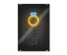 artboxONE Acrylglasbild 90x60 cm Geometrie Diamond Ring Bild hinter Acrylglas - Bild Diamond Ring Diamond neon Art