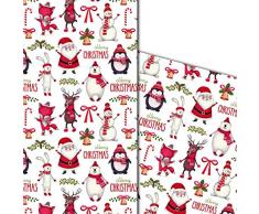 ArtUp.de 5 Bögen Weihnachtspapier Geschenkpapier | Weihnachts-Einschlagpapier mit außergewöhnlichen Motiven für tolle Geschenke | edel fein exklusiv lustig | Bogengröße DIN A2 (ca. 42 x 59 cm)