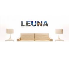 Wandtattoo farbige Wandschrift Städtename Leuna mit Sehenswürdigkeiten 180 x 35 cm Länge