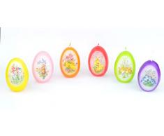 Meissner-Handel Auswahl * 6 Stück Eierkerzen Dekoeier Kerze Osterei Osterdeko * farbig Sortiert * mit österlichen Motiven * 4,5 x 6,5 cm * Auswahl Menge