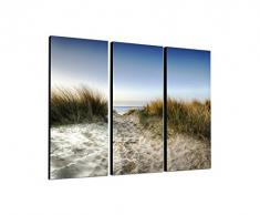 130x90cm – Keilrahmenbild Sand Dünen England Meer 3teiliges Wandbild auf Leinwand und Keilrahmen - Fotobild Kunstdruck Artprint