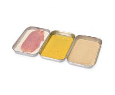 Navaris Panier-Set aus Edelstahl 3-teilig - 3x Schale zum Panieren 23 x 15 x 3 cm - Schnitzel Fleisch Fisch - Metall Panierstraße rechteckig