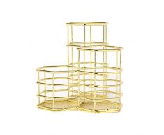 Gold Kupfer Drahtgeflecht Pinsel Topf Stifthalter | Metall Stift Topf | Hohl Multifunktions Hexagon Make-up Pinsel Vase | Schreibwaren Aufbewahrungsbox Organizer Container | Schreibtischdekoration