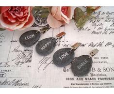 LB H&F Set 4 x Tischtuchgewicht Tischdeckengewichte grau - Steine Tischdeckenhalter