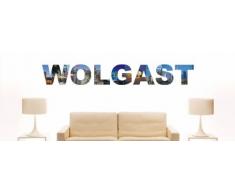 Wandtattoo farbige Wandschrift Städtename Wolgast mit Sehenswürdigkeiten 80 x 11 cm Länge