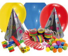 Riethmüller 550017 - Partyset, 16-teilig, Hüte, Ballons, Luftrüssel, Luftschlangen und Wattebälle