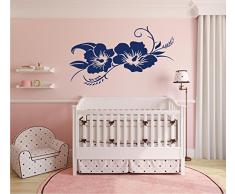 Wandtattoo / Wandaufkleber - Hibiskusblüte - Hibiskus - 80cm x 66cm dunkelblau E924