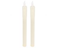 LED-Stabkerzen, aus Echtwachs, 25cm hoch, mit Flackereffekt, batteriebetrieben, 2 Stück