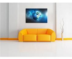 Unsere Erde im Weltall schwarz/weiß, Format: 120x80 auf Leinwand, XXL riesige Bilder fertig gerahmt mit Keilrahmen, Kunstdruck auf Wandbild mit Rahmen, günstiger als Gemälde oder Ölbild, kein Poster oder Plakat