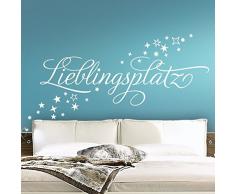 Grandora Wandtattoo Wort Lieblingsplatz + Sterne I dunkelgrau (BxH) 122 x 58 cm I Schlafzimmer Wohnzimmer Sticker Aufkleber Wandsticker Wandaufkleber 1067W