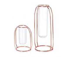 XZANTE Vasen Set Aus 2 Blumenvasen Aus Metall Glasvase Pflanzgefäß Terrarien Goldvasen Vase Pflanzenglasvasen Flaschenvasen Für Dekor Klare Vase Dekorationen Für Wohnzimmer - Rosegold