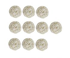 MagiDeal 10Pcs Rattankugeln Rattan Ball DIY Basteln Lounge Rattan Dekokugeln - Weiß, 5 cm