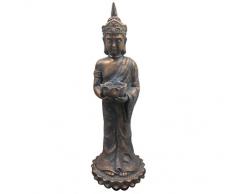 Dehner Dekofigur Buddha, stehend, ca. 31 x 30 x 89 cm, Magnesia, dunkelbraun/gold 