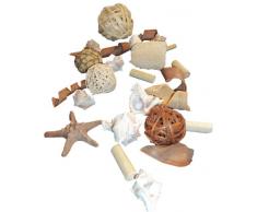 Dekorationsbeutel - Muscheln/Schnecken - Rattanbälle - Bambus - trockene Rinde