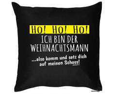 Weihnachten Geschenk Idee Kissen mit Innenkissen - WEIHNACHTSMANN Advent Deko Nikolaus 40x40cm schwarz : )