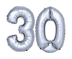 DekoRex® HAPPY BIRTHDAY Ballons Folienballons Buchstabenballons Luftballons Geburtstag ca. 40cm hoch in Silber