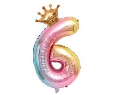 Igemy Folienballons Hochzeit Rosa[32 Zoll], Luftballons mit Kronenanzahl Alles Gute zum Geburtstag Party Dekoration, Herzballons Heliumballons Herzluftballons (bunt 6)