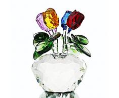 H&D bunten Blumenstrauß Rose Figur Spring Kristall Glas Blumen mit Geschenkbox