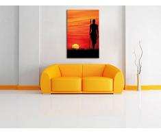 Roter Sonnenuntergang in Afrika, Format: 100x70 auf Leinwand, XXL riesige Bilder fertig gerahmt mit Keilrahmen, Kunstdruck auf Wandbild mit Rahmen, günstiger als Gemälde oder Ölbild, kein Poster oder Plakat