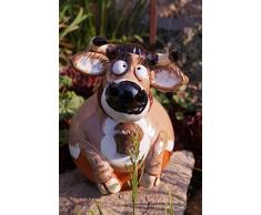 Unbekannt Keramik Gartenkugel Kuh ROSI mit Glocke Gartendekoration Tierfigur Handarbeit