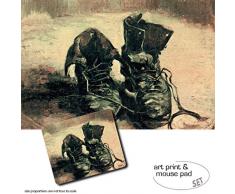 1art1 Vincent Van Gogh, Stilleben, EIN Paar Schuhe, 1886 1 Poster Kunstdruck (120x80 cm) + 1 Mauspad (23x19 cm) Geschenkset
