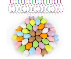 LISOPO 40 xOstereier mit Band Ostern deko osterdekoration Ostereier zum aufhängen Kunststoffeier Plastikeier zum Basteln