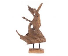 DESIGN DELIGHTS WURZELHOLZ TREIBHOLZ SKULPTUR Roots 40 | Natur, Teakholz, rustikal, Höhe 52-72 cm | Dekofigur, Holzfigur, Unikat Figur aus Teak mit massivem Sockel