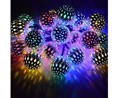 Ff Led-Lichterketten Solar-Lichterketten Marokkanische Kugel Multicolor 15Ft 20Led Globe Fairy Lichterketten Solarbetriebene Kugellaterne Weihnachtsbeleuchtung