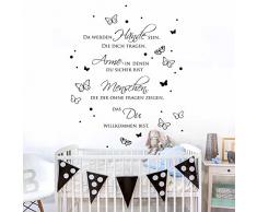 Wandtattoo Wandbild Wandaufkleber Wandsticker Aufkleber Sticker Zitat Spruch Da werden Hände sein... mit Punkten und Schmetterlingen M1969 ausgewählte Farbe: *silber* ausgewählte Größe: *M - 59cm breit x 80cm hoch*